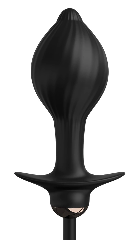 Wibrujący korek analny wykonany z czarnego silikonu z funkcją pompowania Anal Fantasy 13 cm
