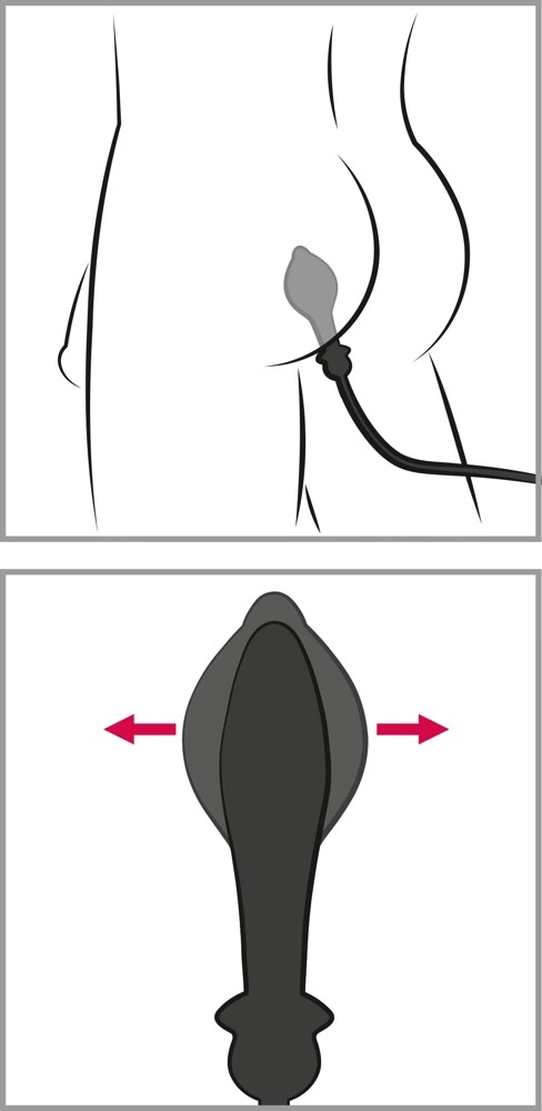 Wibrujący korek analny wykonany z czarnego silikonu z funkcją pompowania Anal Fantasy 13 cm