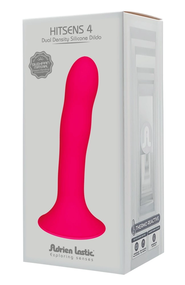 Miękkie zakrzywione dildo do masturbacji wykonane z różowego silikonu z przyssawką Adrien Lastic Hitsens 18 cm 