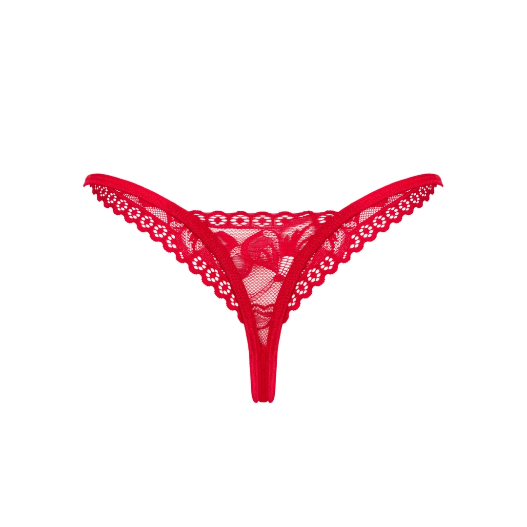 Obsessive - Zmysłowe Koronkowe Stringi Lacelove Czerwone XS/S