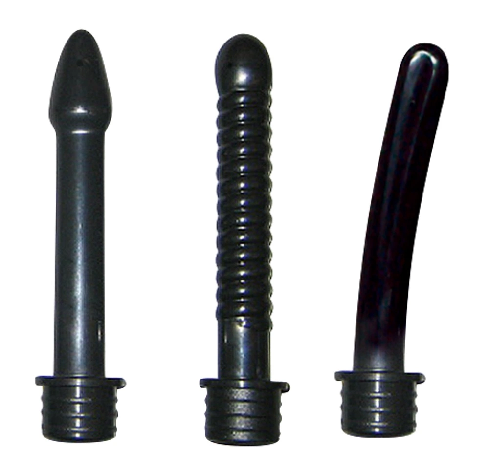 Zestaw gruszek analnych wykonanych z czarnego silikonu z różnymi nasadkami Bad Kitty Intimate shower Zestaw gruszek analnych wykonanych z czarnego silikonu z różnymi nasadkami Bad Kitty Intimate shower