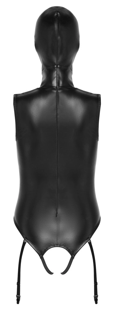 Bad Kitty Body Skorzane Ouvert z Maską 2XL Regulowane Czarne