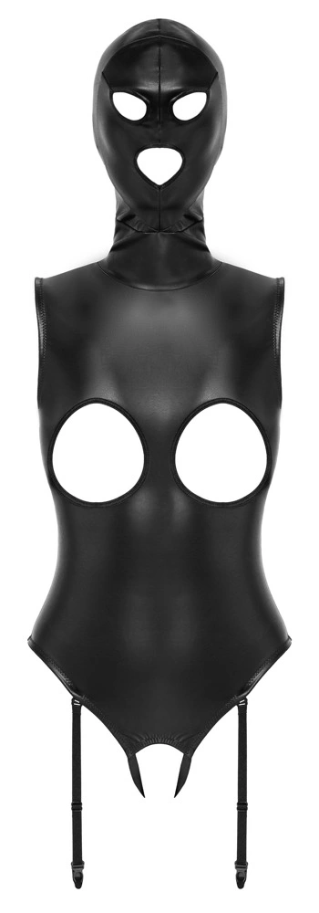 Bad Kitty Body Skorzane Ouvert z Maską 2XL Regulowane Czarne