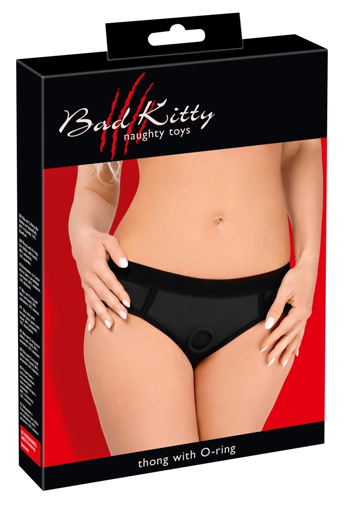 Bad Kitty Strap-On Czarny Model M z Elastycznym Pierścieniem 3,5 cm