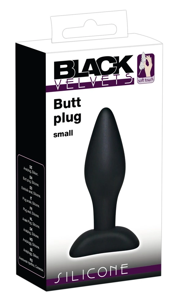 Korek analny mały wykonany z czarnego silikonu Black Velvets 9 cm