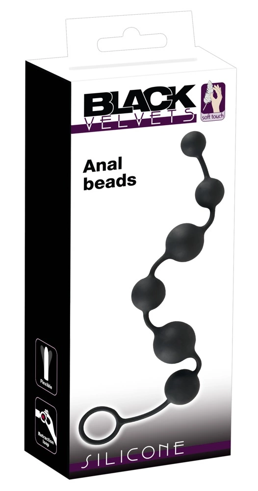 Koraliki analne rozciągliwe z silikonu Black Velvets 40 cm