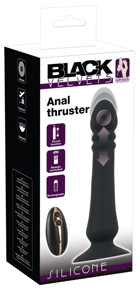 Wibrator do masturbacji waginy wykonany z czarnego silikonu z przyssawką i pilotem Black Velvets 20 cm