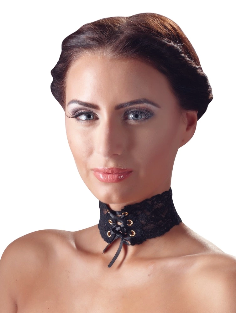 Cottelli ACCESSOIRES - Czarny Koronkowy Naszyjnik Z Satynową Tasiemką Do Wiązania Cottelli ACCESSOIRES - Czarny Koronkowy Naszyjnik Z Satynową Tasiemką Do Wiązania
