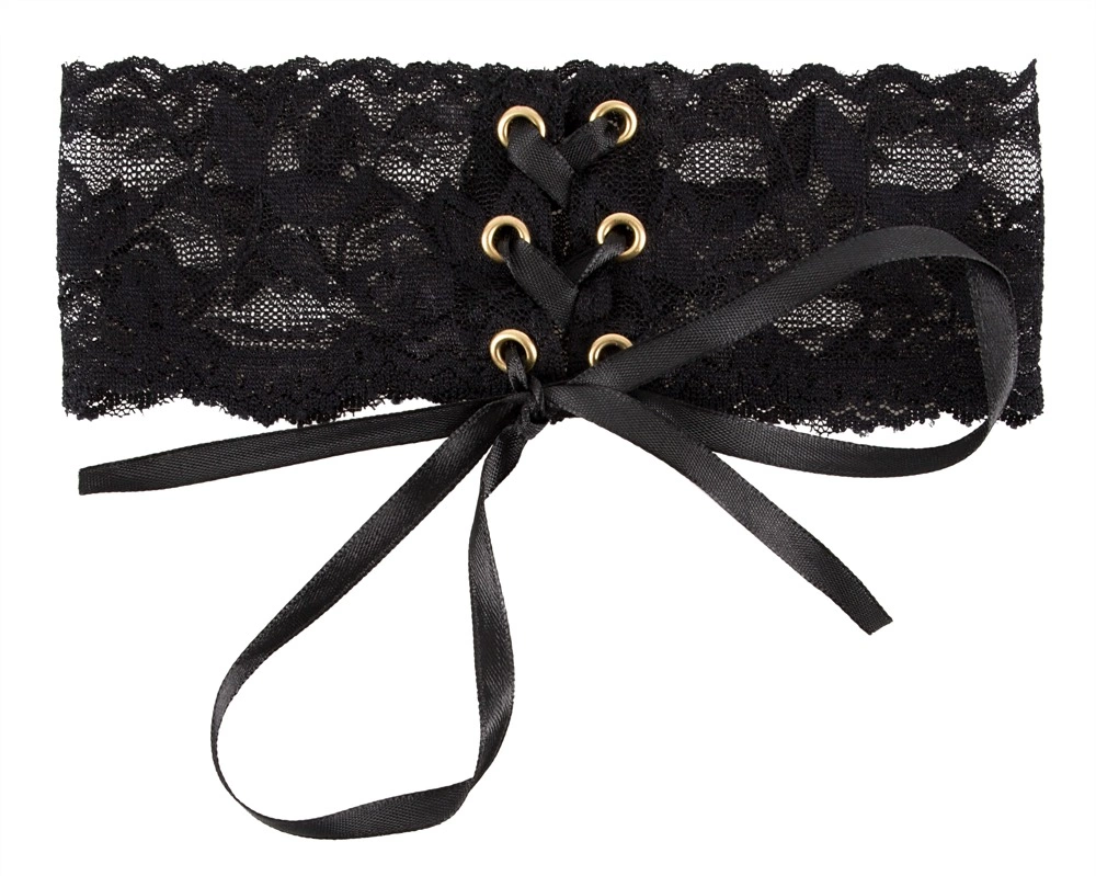 Cottelli ACCESSOIRES - Czarny Koronkowy Naszyjnik Z Satynową Tasiemką Do Wiązania Cottelli ACCESSOIRES - Czarny Koronkowy Naszyjnik Z Satynową Tasiemką Do Wiązania