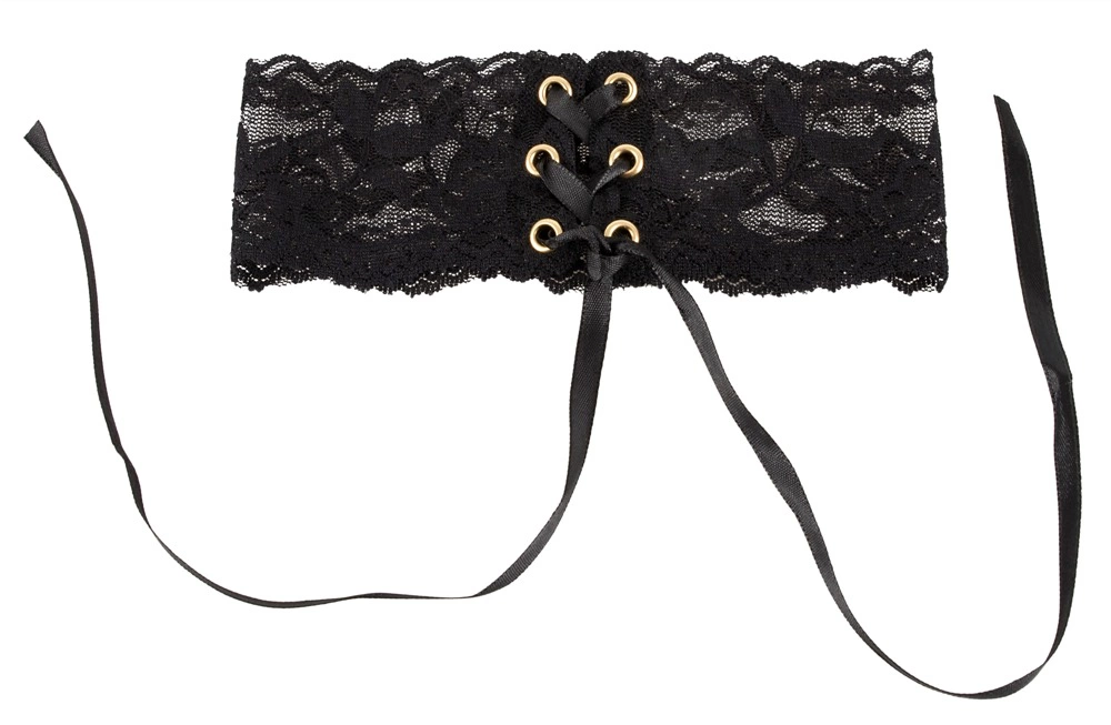 Cottelli ACCESSOIRES - Czarny Koronkowy Naszyjnik Z Satynową Tasiemką Do Wiązania Cottelli ACCESSOIRES - Czarny Koronkowy Naszyjnik Z Satynową Tasiemką Do Wiązania