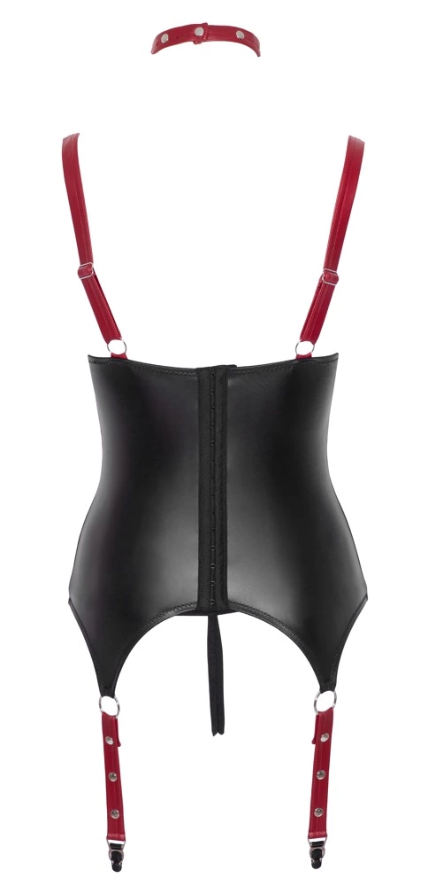 Cottelli Bondage - Seksowna Matowa Haleczka Bez Biustu + Otwarte Stringi L