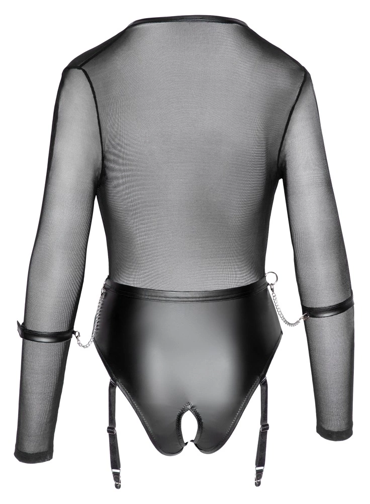 Cottelli Bondage - Seksowne Siateczkowe Body Z Otwartym Krokiem L