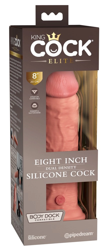 Realistyczne dildo silikonowe do masturbacji w kolorze beżowym z przyssawką King Cock KCE 8 