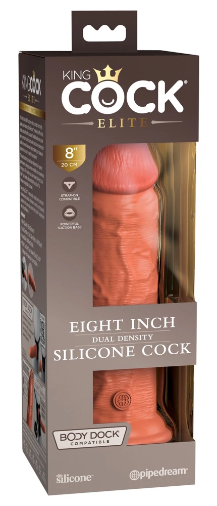 Realistyczne dildo do masturbacji wykonane z beżowego silikonu z przyssawką King Cock Elite 22 cm