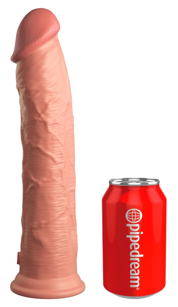 Realistyczne dildo do masturbacji wykonane z beżowego silikonu z przyssawką King Cock Elite 28 cm