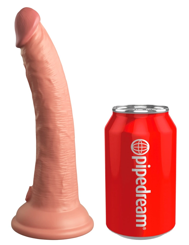 Realistyczny wibrator silikonowy z przyssawką wykonany w kolorze beżowym z pilotem King Cock Elite 18 cm Realistyczny wibrator silikonowy z przyssawką wykonany w kolorze beżowym z pilotem King Cock Elite 18 cm