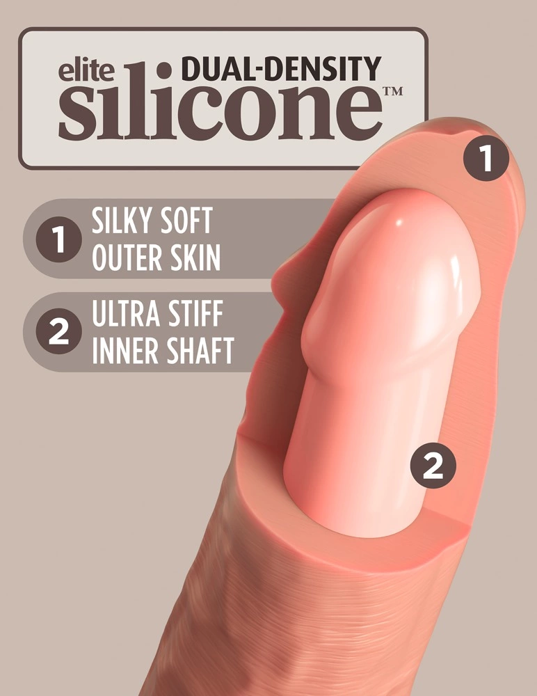Realistyczny wibrator silikonowy z przyssawką wykonany w kolorze beżowym z pilotem King Cock Elite 18 cm Realistyczny wibrator silikonowy z przyssawką wykonany w kolorze beżowym z pilotem King Cock Elite 18 cm