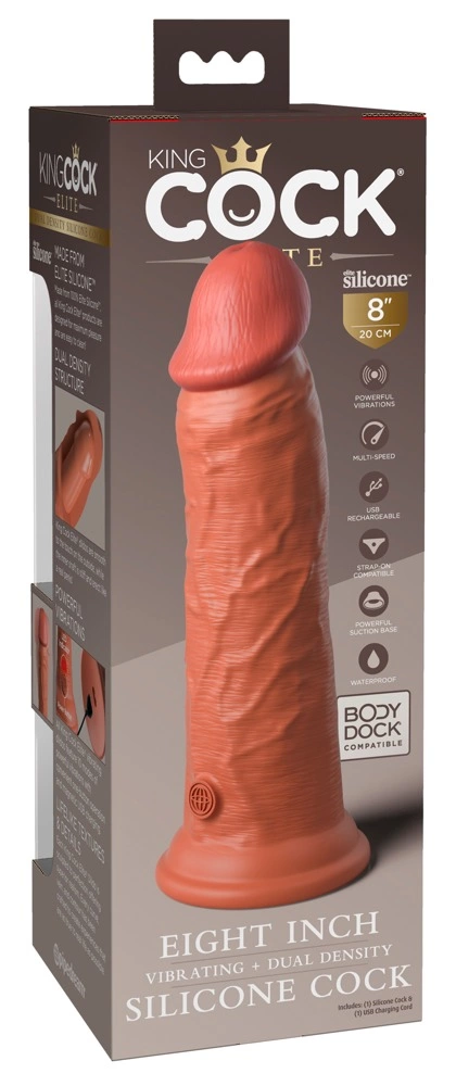 Realistyczny wibrator do masturbacji pochwy wykonany z beżowego silikonu z przyssawką King Cock Elite 20 cm Realistyczny wibrator do masturbacji pochwy wykonany z beżowego silikonu z przyssawką King Cock Elite 20 cm