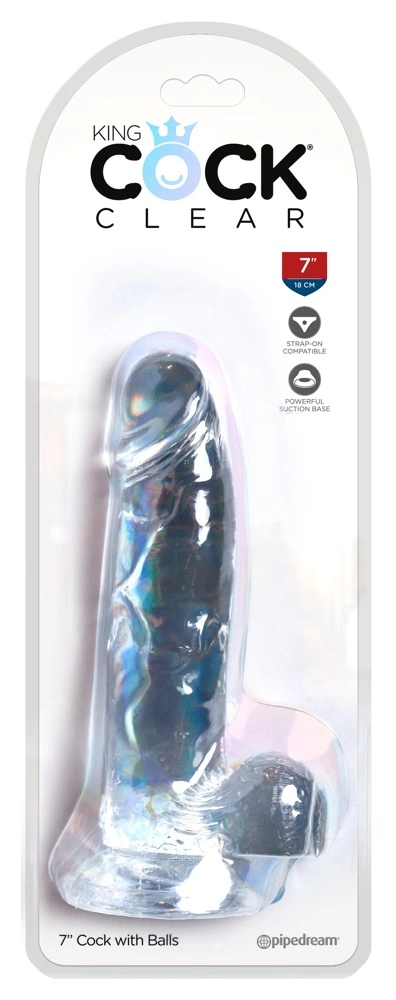 Realistyczne zakrzywione dildo silikonowe do masturbacji przezroczyste z przyssawką King Cock Cock with Balls
