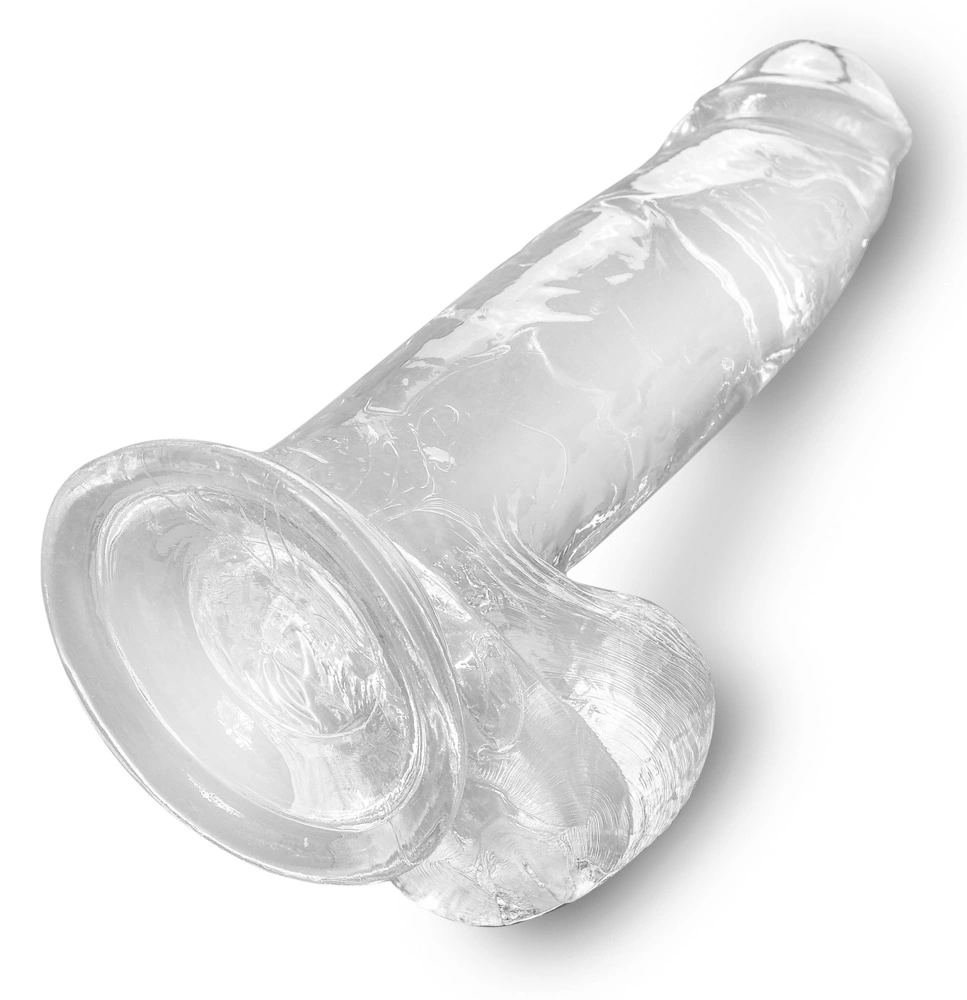 Realistyczne zakrzywione dildo silikonowe do masturbacji przezroczyste z przyssawką King Cock Cock with Balls Realistyczne zakrzywione dildo silikonowe do masturbacji przezroczyste z przyssawką King Cock Cock with Balls