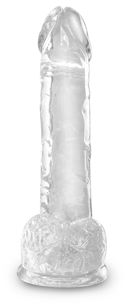 Realistyczne zakrzywione dildo silikonowe do masturbacji przezroczyste z przyssawką King Cock Cock with Balls Realistyczne zakrzywione dildo silikonowe do masturbacji przezroczyste z przyssawką King Cock Cock with Balls