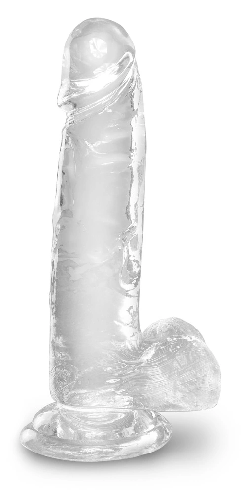 Realistyczne zakrzywione dildo silikonowe do masturbacji przezroczyste z przyssawką King Cock Cock with Balls Realistyczne zakrzywione dildo silikonowe do masturbacji przezroczyste z przyssawką King Cock Cock with Balls