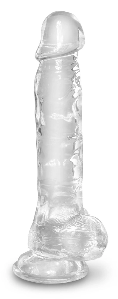 Realistyczne zakrzywione dildo silikonowe do masturbacji przezroczyste z przyssawką King Cock Cock with Balls Realistyczne zakrzywione dildo silikonowe do masturbacji przezroczyste z przyssawką King Cock Cock with Balls