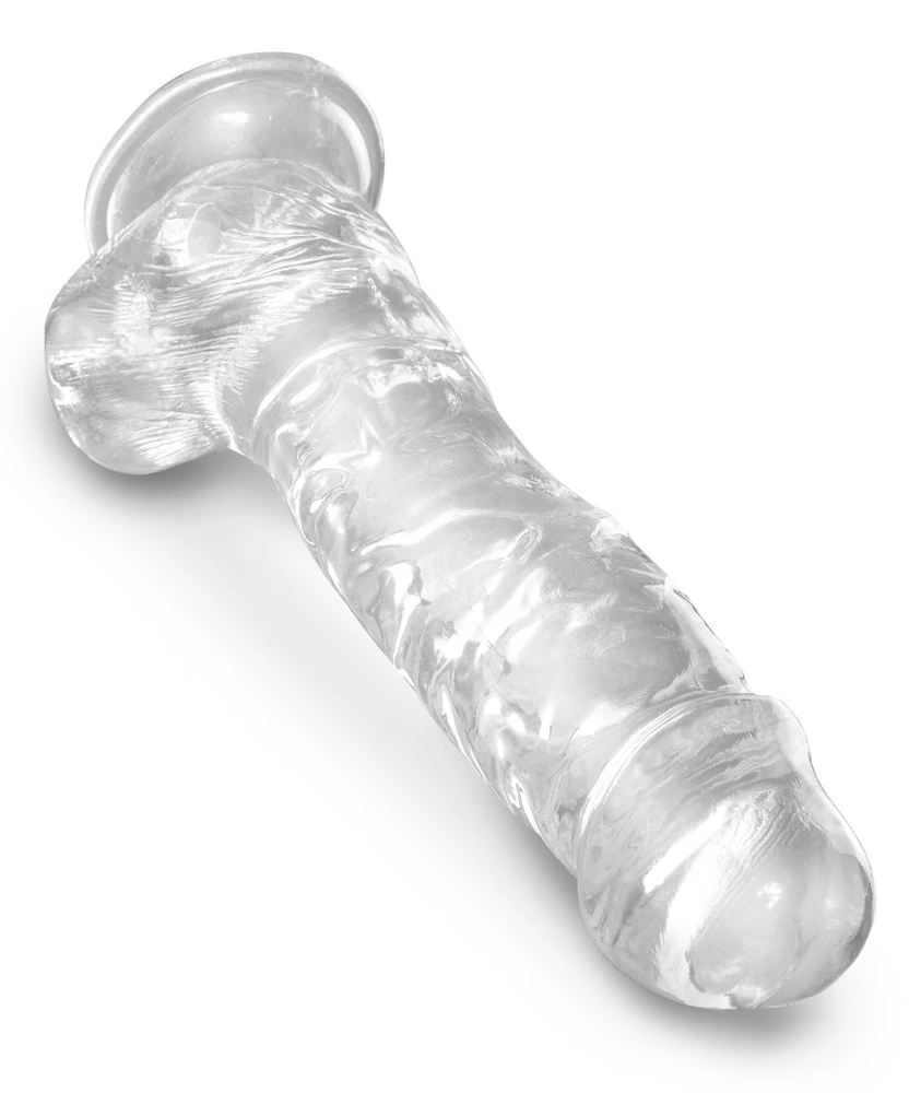 Realistyczne zakrzywione dildo silikonowe do masturbacji przezroczyste z przyssawką King Cock Cock with Balls Realistyczne zakrzywione dildo silikonowe do masturbacji przezroczyste z przyssawką King Cock Cock with Balls