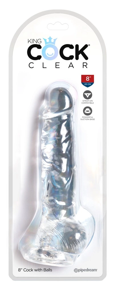 Realistyczne zakrzywione dildo silikonowe do masturbacji przezroczyste z przyssawką King Cock Cock with Balls
