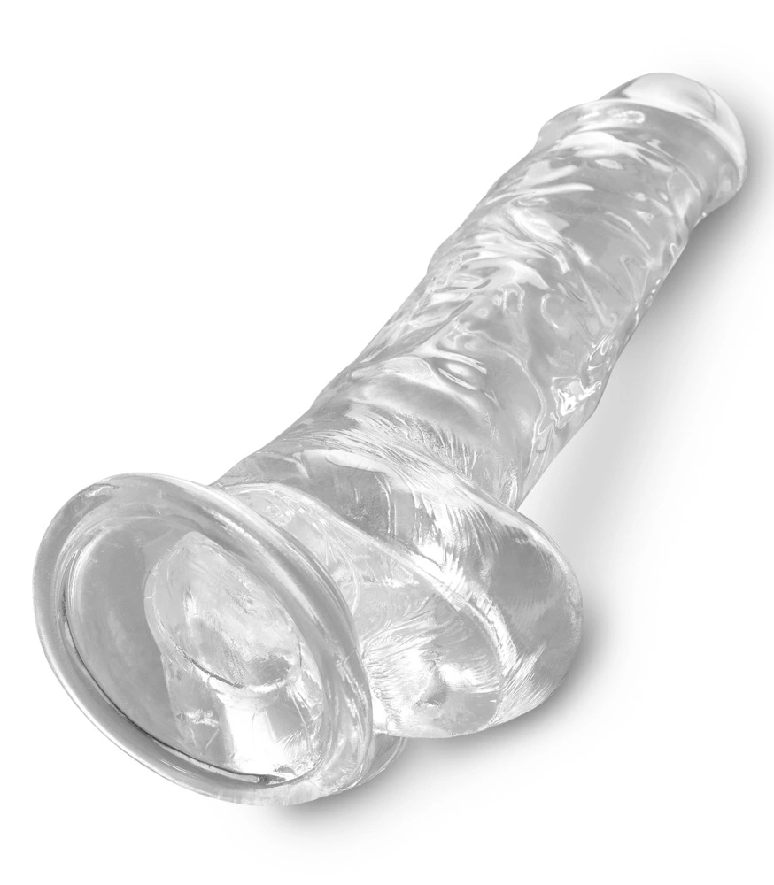Realistyczne zakrzywione dildo silikonowe do masturbacji przezroczyste z przyssawką King Cock Cock with Balls Realistyczne zakrzywione dildo silikonowe do masturbacji przezroczyste z przyssawką King Cock Cock with Balls