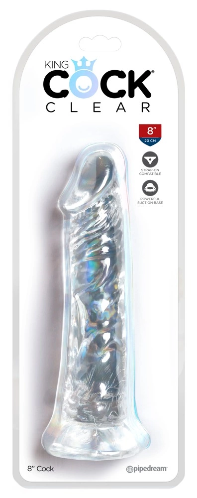 Realistyczne dildo do masturbacji wykonane z przezroczystych termoplastycznych elastomerów z przyssawką King Cock Clear 22 cm
