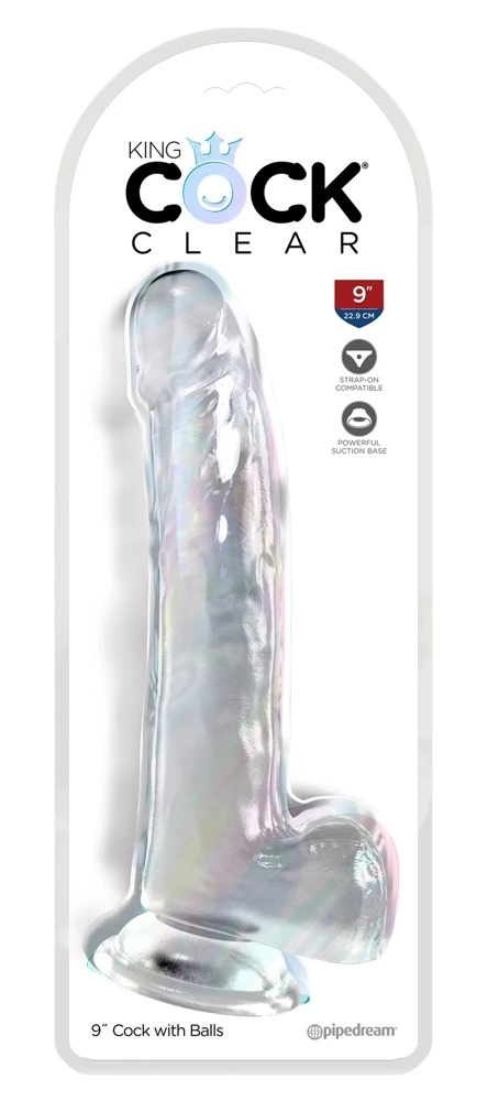 Realistyczne dildo do masturbacji wykonane z przezroczystych TPE z przyssawką King Cock Clear 25 cm