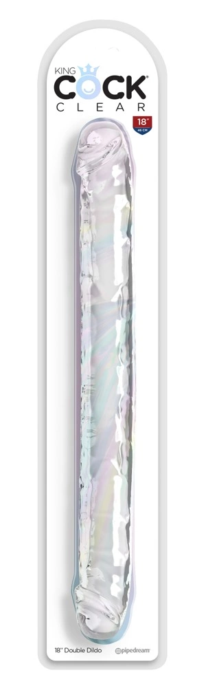Podwójne dildo wykonane z przezroczystych TPE Double Dildo Clear KKC 46 cm