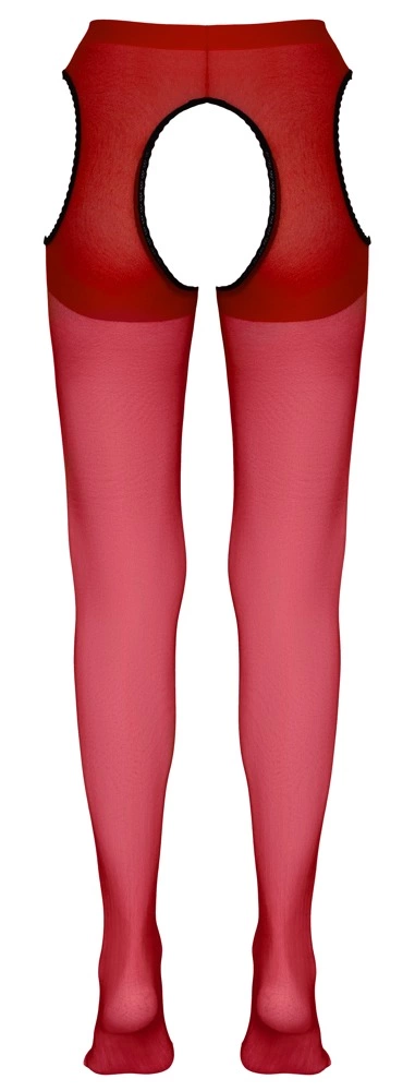 Cottelli LEGWEAR - Czerwone Rajstopy Z Pasem Do Pończoch S/M
