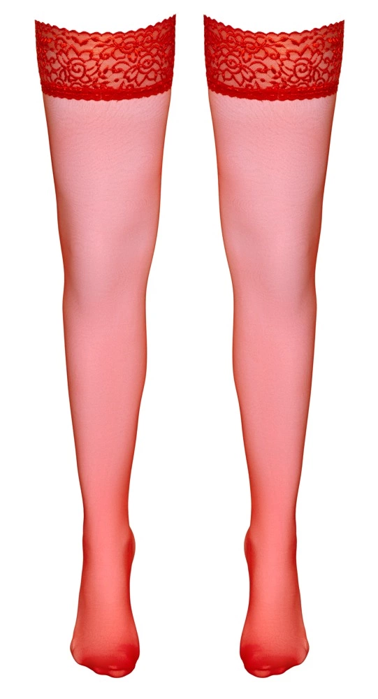 Cottelli Legwear Pończochy Czerwone z Koronką XS 17 den Oeko-Tex