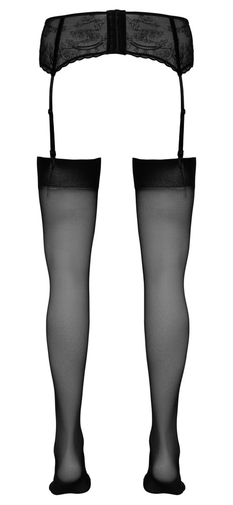 Cottelli LEGWEAR - Klasyczne Czarne Gładkie Pończochy Do Pasa 3