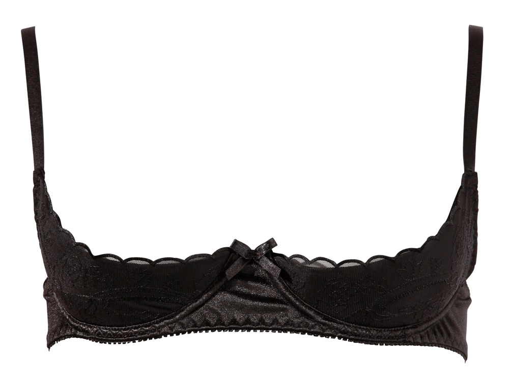 Cottelli LINGERIE - Otwarty Biustonosz Na Fiszbinach Z Eleganckimi Haftkami Czarny 85B Cottelli LINGERIE - Otwarty Biustonosz Na Fiszbinach Z Eleganckimi Haftkami Czarny 85B