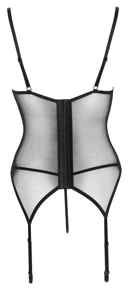 Cottelli Lingerie Koszulka Matowa z Koronką i Paskami + Stringi S