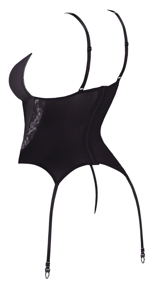 Cottelli LINGERIE Koszulka Matowa z Koronką i Paskami + Stringi L