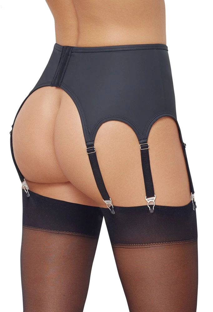 Cottelli Lingerie Pas do Pończoch 8 Szelek Czarny Matowy L