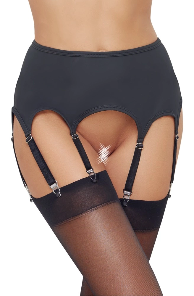 Cottelli Lingerie Pas do Pończoch 8 Szelek Czarny Matowy L