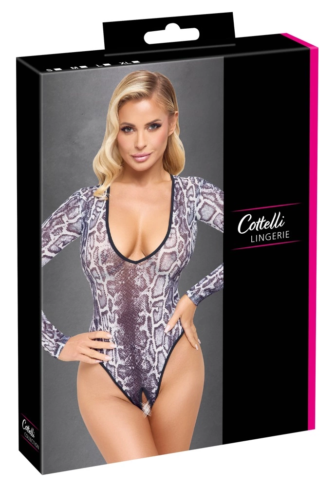 Cottelli Lingerie Body Panterka Przezroczyste Długi Rękaw L