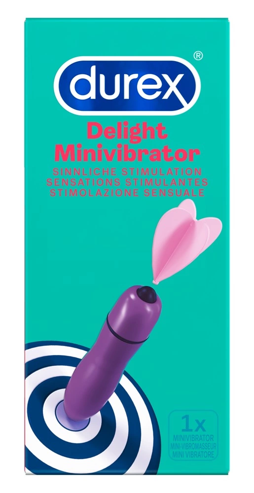 Miniwibrator do masturbacji wykonany z fioletowego silikonu Durex Delight 9 cm