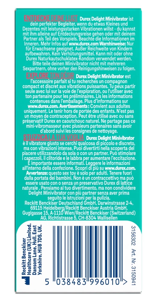 Miniwibrator do masturbacji wykonany z fioletowego silikonu Durex Delight 9 cm