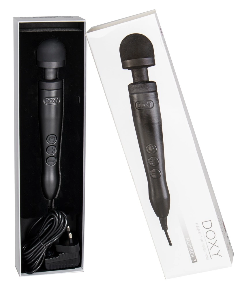 Doxy Die Cast 3 Czarny Mat - Sieciowe urządzenie do masażu 28 cm