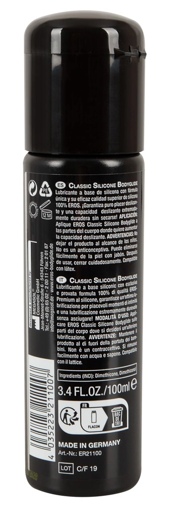 Lubrykant na bazie silikonu do seksu waginalnego EROS Silicone Bodyglide 250 ml