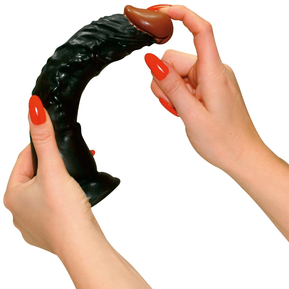 Realistyczne dildo wykonane z czarnego silikonu z przyssawką European Lover 23 cm