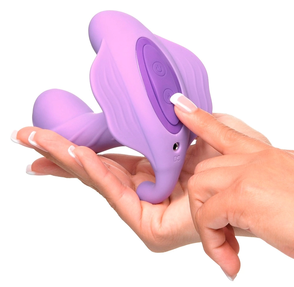 Wibrator do masturbacji łechtaczki i punktu G wykonany z silikonu w kolorze fioletowym z funkcja ogrzewania i pilotem Fantasy For Her
