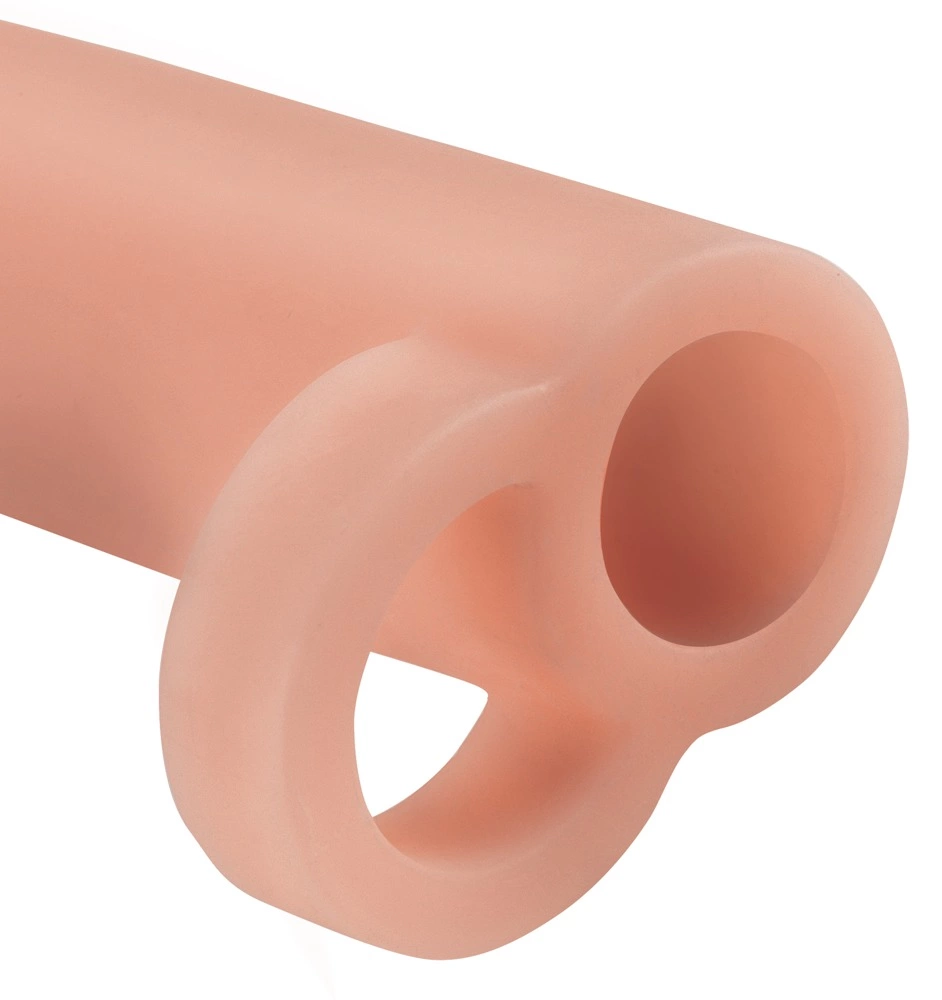 Nakładka na penisa wykonana z termoplastycznych elastomerów w kolorze beżowym Fantasy X-Tensions 18 cm