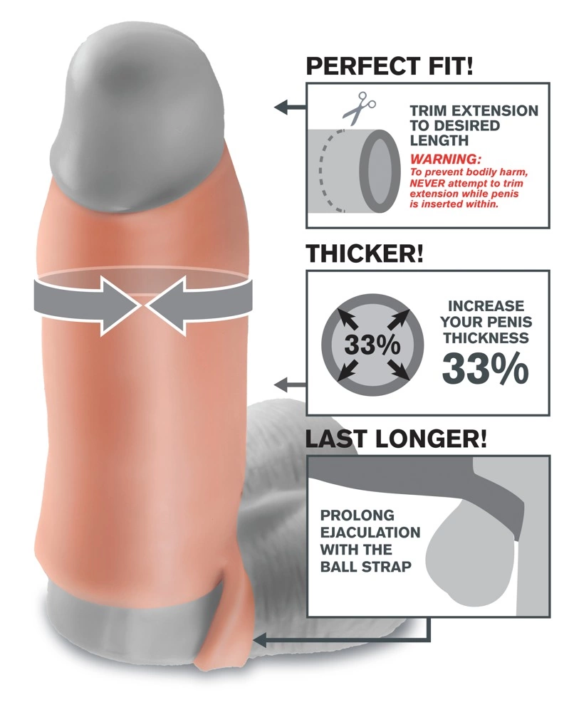 Nakładka na penisa wykonana z termoplastycznych elastomerów w kolorze beżowym Fantasy X-Tensions 18 cm